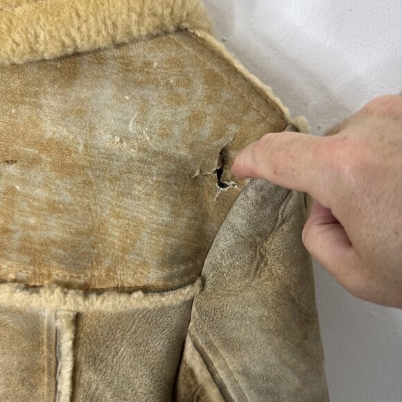 Vintage Leather Attic Shearling Coat 34 Made in Canada Raw Suede Sherpa Lined - Picture 7 of 10